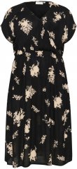 Kaffe Curve Jenna Rochie Negru/Brown Flower imprimeu